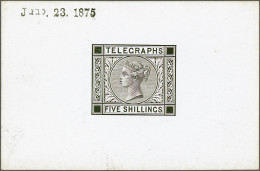 1875 5s. Die Proof, A Fine To Very Fine Example Printed In Black On White Glazed Card (92x60) With Void Corners And Blan - Officials
