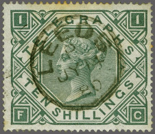 1877 10s. Grey-green (FC) A Very Fine Example Cancelled With A Good Strike Of The Leeds Cds 1880, Cat. £ 450+ - Other & Unclassified