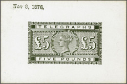 1876 £5 Die Proof, A Fine To Very Fine Example (some Hinge Remainders) Printed In Black On White Glazed Card (92x60) Wit - Oficiales