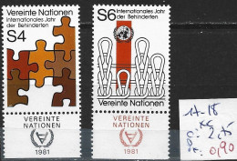 NATIONS UNIES OFFICE DE VIENNE 17-18 **  Côte 2.75 € - Unused Stamps