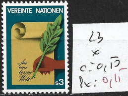 NATIONS UNIES OFFICE DE VIENNE 23 *  Côte 0.50 € - Ungebraucht