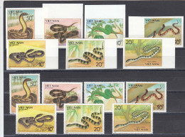 Vietnam 1989 - Serpents, Mi-Nr. 2029/35, Dent+non Dent., MNH** - Serpents