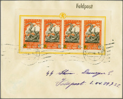 Cover , Block Flemish Legion, 50F In Sheetlets Of 4 On 4 Philatelic Covers (dated 9-5-1944) To Different SS Fieldpost Of - Erinofilia [E]