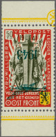 Unmounted Mint Flemish Legion 50F Red With 1943 Airplane Overprint With Variety Inverted Overprint With Sheet Margins, C - Erinnophilia [E]