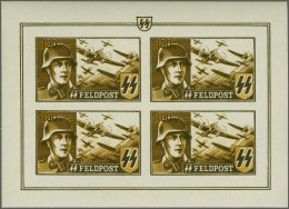 Unmounted Mint , Block Waffen-SS, 10-100F In Imperforate Sheetlets Of 4, 50F With Variety Partly With Horizontal Perfora - Erinofilia [E]