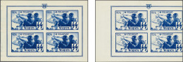 Without Gum , Block Waffen-SS, 50F Proof (light Blue) In Sheetlet Of 4 With Variety Final Design (darker Blue) Printed O - Erinnofilie [E]