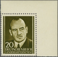 Unmounted Mint Generalgouvernement 1943, Hans Frank 20 Groszy Dark Olive Brown With Sheet Corner Margin, British Propaga - Kriegs- Und Propaganda- Fälschungen