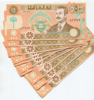 Saddam Hussein Iraq Iraqi 50 Dinar P75 VF Original Very Rare X 10 Banknote Lot - Irak