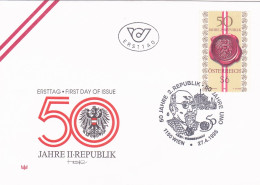 ANNIVERSARY OF THE REPUBLIC  FDC   COVERS 1995  AUSTRIA - FDC