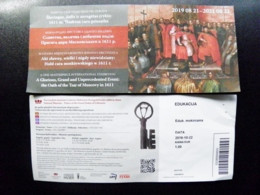 Entry Ticket Lithuania National Museum Palace Grand Dukes Old Key Exhibition Oath Of The Tsar Of Moscow 1611 - Tickets - Vouchers