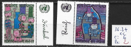 NATIONS UNIES OFFICE DE VIENNE 36-37 ** Côte 6 € - Unused Stamps