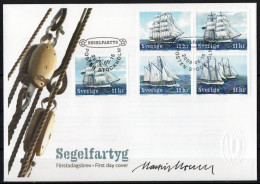 Martin Mörck. Sweden 2008. Sailing Ships. Michel 2641-2644 FDC Signed. - Cartes-maximum (CM)