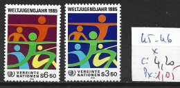 NATIONS UNIES OFFICE DE VIENNE 45-46 * Côte 4.20 € - Unused Stamps