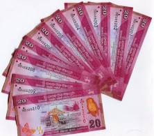 Sri Lanka 20 Rupees 2015 Unc Banknote Money P123c New Design X 10 Piece Lot - Sri Lanka