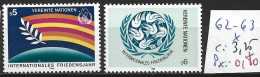 NATIONS UNIES OFFICE DE VIENNE 62-63 * Côte 3.25 € - Nuevos