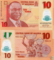 Nigeria10 Naira UNC Polymer Money Banknote 2009 X 10 Pieces Lot P39 - Nigeria