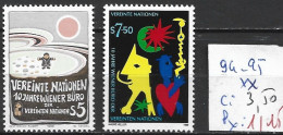 NATIONS UNIES OFFICE DE VIENNE 94-95 ** Côte 3.50 € - Unused Stamps