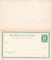 Norwegen, Ungebr. 6+6 öre Doppel-Karte Ganzsache M. Variante In Guter Erhaltung - Briefe U. Dokumente