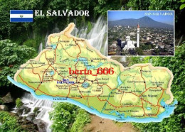El Salvador Country Map New Postcard * Carte Geographique * Landkarte - El Salvador