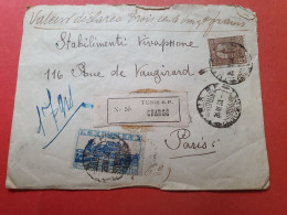 Tunisie -  Enveloppe En Chargé De Tunis Pour Paris En 1930 - Réf 3309 - Brieven En Documenten