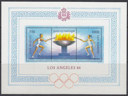 SAN MARINO Block 9, Postfrisch **, Olympische Sommerspiele, Los Angeles, 1984 - Blocks & Sheetlets