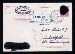 6 Pf. Hitler Ganzsache Geschwärzt, Gebraucht 1946 Ab Hövelhof über Paderborn - Nach Bielefeld - Cartas & Documentos