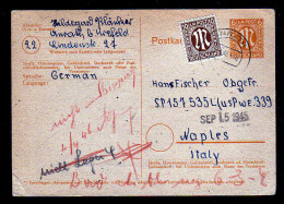 6 Pf. Ganzsache Mit 10 Pf. Zufrankiert Ab Anrath 1946 An Kriegsgefangenen In Italien - Cartas & Documentos