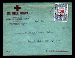 1933 - Portofreiheitsmarke Des Roten Kreuz Mit KOPFSTEHENDEM Aufdruck - Ortsbrief Lisboa - Lettres & Documents