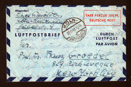 1948 - 100 Pf. Aerogramm Ganzsache (LF 1II) Ab Köln Nach USA - Cartas & Documentos