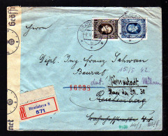 1942 - Einschreibbrief Ab Bratislava 8 Nach Reichenberg - Zensur - Covers & Documents