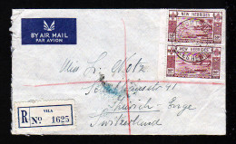 50 C. Senkrechtes Paar Auf Einschreib-Luftpostbrief 1952 Ab Vila Nach Zürich - Cartas & Documentos