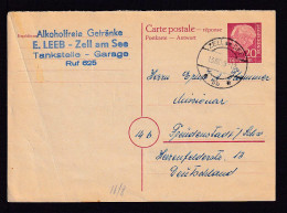 20 Pf. Antwort-Ganzsache (WEITE Linien - P 29A) - 1959 Ab Zell Am See Nach Freudenstadt - Cartas & Documentos