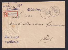 1916 - Marineschiffspost Einschreibbrief Ab MSP-152 Nach Kiel  - Schiffahrt