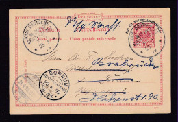 1899 - 10 Pf. Schiffspost Ganzsache Ab HONGKONG Mit MSP-Stempel Nach Deutschland - Marittimi