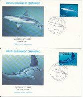 New Caledonia FDC 18-2-1981 SHARKS Complete Set Of 2 On 2 Covers With Cachet - FDC
