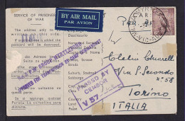 1942 - 6 P. Auf P.O.W.-Luftpostkarte Nach Italien  - Cartas & Documentos