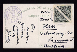 1933 - 5 C. Kehrdruckpaar Auf Karte Ab LIMON Nach Wien - Costa Rica