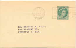 Canada Postal Stationery Postcard Winnipeg Manitoba 22-5-1958 - 1953-.... Reinado De Elizabeth II