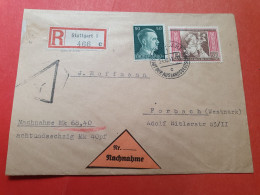 Allemagne - Enveloppe En Recommandé Contre Remboursement De Stuttgart Pour Forbach En 1942 - Réf 3319 - Covers & Documents