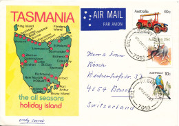 Australia Cover Sent To Switzerland Rosny Park  24-2-1983 With Nice Tasmania Cachet And Topic Stamps - Postwaardestukken