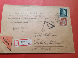Allemagne - Enveloppe En Recommandé Contre Remboursement De Berlin Pour Forbach En 1944 - Réf 3323 - Covers & Documents
