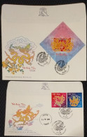 FDC Viet Nam Vietnam Covers With Perf Stamps & Souvenir Sheet 2023: NEW YEAR OF DRAGON 2024 (Ms1185) - Vietnam