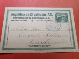 Salvador - Entier Postal  De San Salvador Pour Le Guatemala En 1917 - Réf 3331 - El Salvador