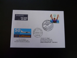 Lettre Premier Vol First Flight Cover New York Frankfurt Reopening Flights Over North Altlantic Lufthansa 2005 - 3c. 1961-... Covers