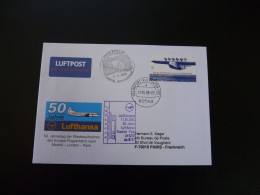 Lettre Vol Special Flight Cover Frankfurt Paris 50 Years Of Reopening Lufthansa 2005 - Briefe U. Dokumente