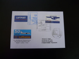 Lettre Vol Special Flight Cover Hamburg Paris 50 Years Of Reopening Lufthansa 2005 - Brieven En Documenten