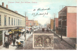 Canada PC Simpson Street Fort William Ontario Obl Ottawa 1908 > Belgique - Lettres & Documents