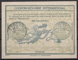 FRANCE  Ro4A  30c.  International Reply Coupon Reponse Antwortschein IRC IAS Cupon Respuesta O SENLIS 22.02.1918 - Reply Coupons