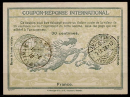 FRANCE  Ro4A  30c.  International Reply Coupon Reponse Antwortschein IRC IAS Cupon Respuesta O PARIS And Redeemed ZÜRICH - Antwortscheine