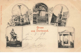 ALLEMAGNE AP#DC117 DORTMUND CARTE GRUSS AUS CACHET ZUG MONUMENTS STATUE 1899 - Dortmund